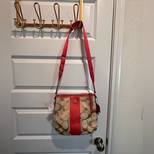NWT Coach purse coral/khaki